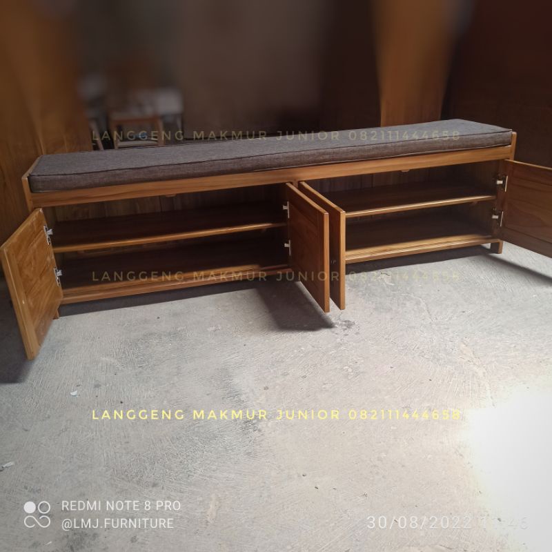 Jual bench bangku penyimpanan sepatu sandal minimalis 180cm jati jepara ...