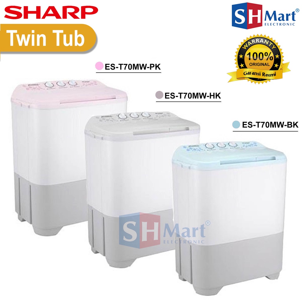 Jual MESIN CUCI SHARP 2 TABUNG 7 KG ES-T70MW / EST70MW GARANSI RESMI ...