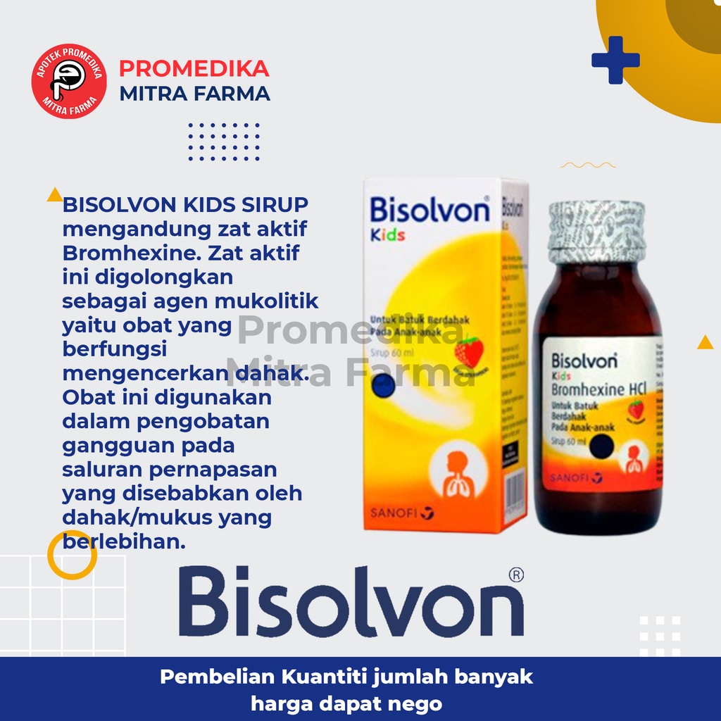 Jual Bisolvon Kids 60 Ml Syrup / Botol / Obat Batuk Pengencer Dahak ...