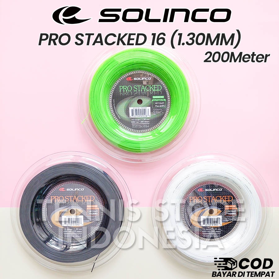 Jual Senar Tenis Solinco Pro Stacked 16/1.30mm String Reel 200meter ...