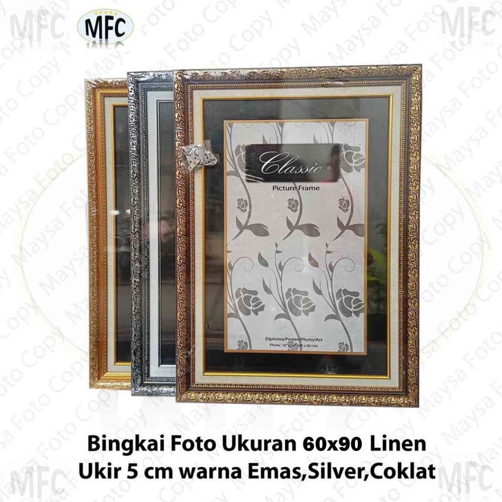 Jual Bingkai Foto 60x90 Cm Linen Ukir 5cm Emas Silver Coklat | Shopee ...