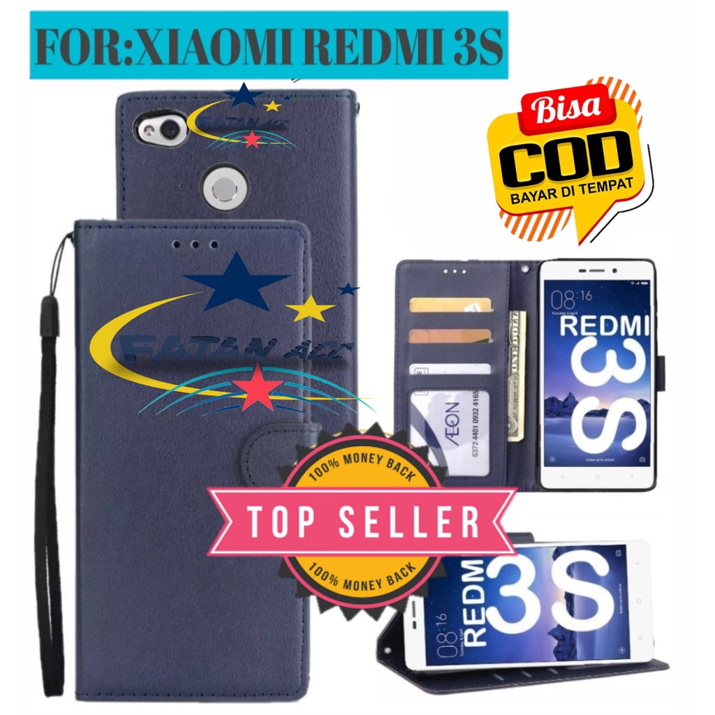Jual For Xiaomi Redmi 3s Walet Leather Flip Case Casing Hape