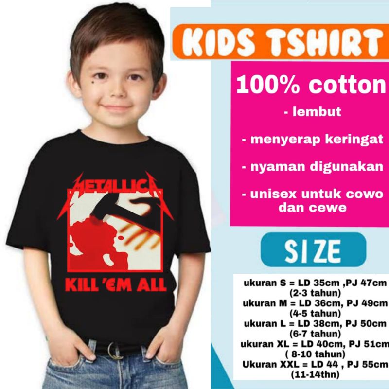 Jual KAOS BAND METAL METALLICA KILL EM ALL T-SHIRT KIDS BAJU ANAK UMUR ...