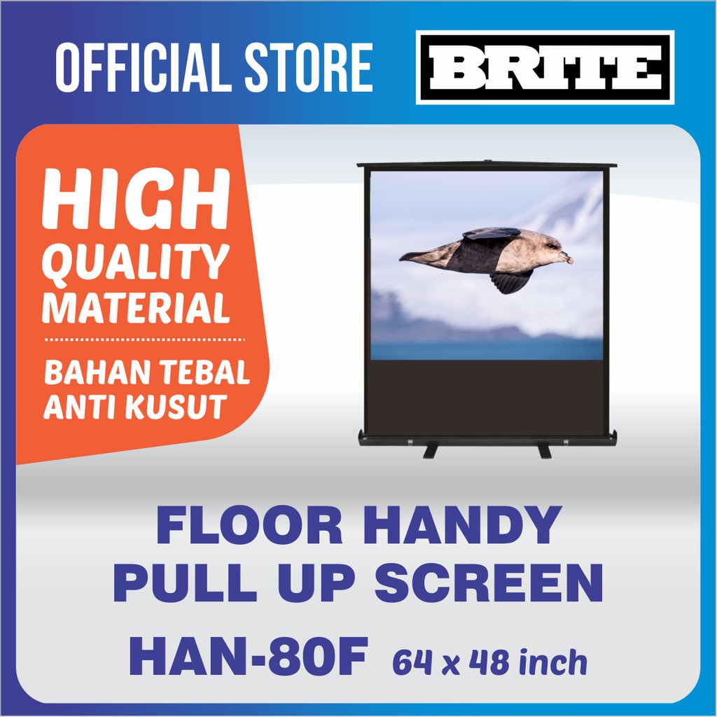 Jual BRITE Screen HAN-80F Floor Handy Pull Up Screen Projector || Layar ...