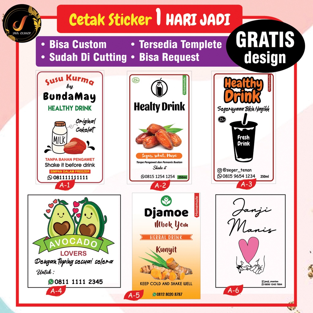 Jual STIKER PRODUK KEMASAN MAKANAN MINUMAN BOTOL BOX DLL | Shopee Indonesia