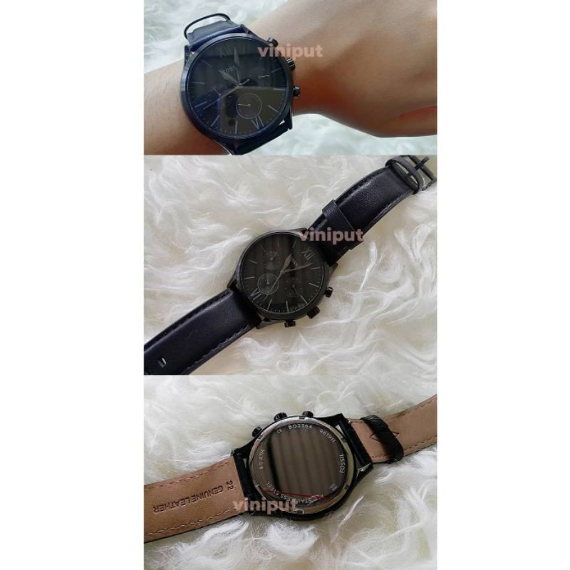 Fenmore midsize multifunction shop black leather watch