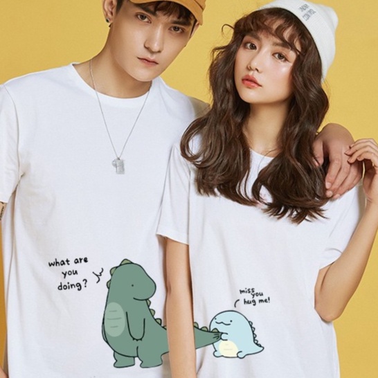 Jual baju couple MISS YOU HUG ME sablon standart bareng ayang Kaos