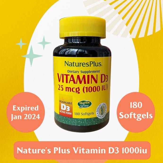 Jual Vitamin D3 1000iu Natures Plus 180 Softgels Original Expired 2024 Terbaru Shopee 0595