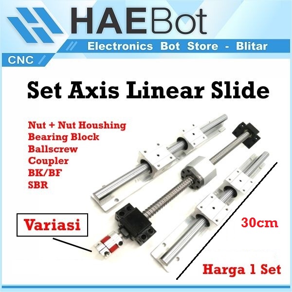 Jual [HAEBOT] Set Axis SBR16 SFU1605 300mm 30cm Ballscrew CNC Router ...