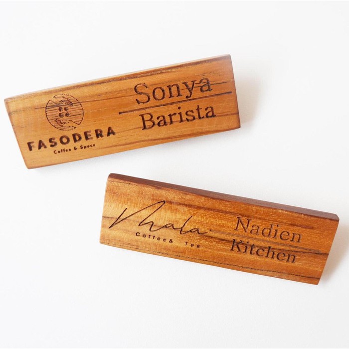 Jual Name/Pin Tag Kayu Custom Grafir Nama & Logo |Pin Tag Cafe ...