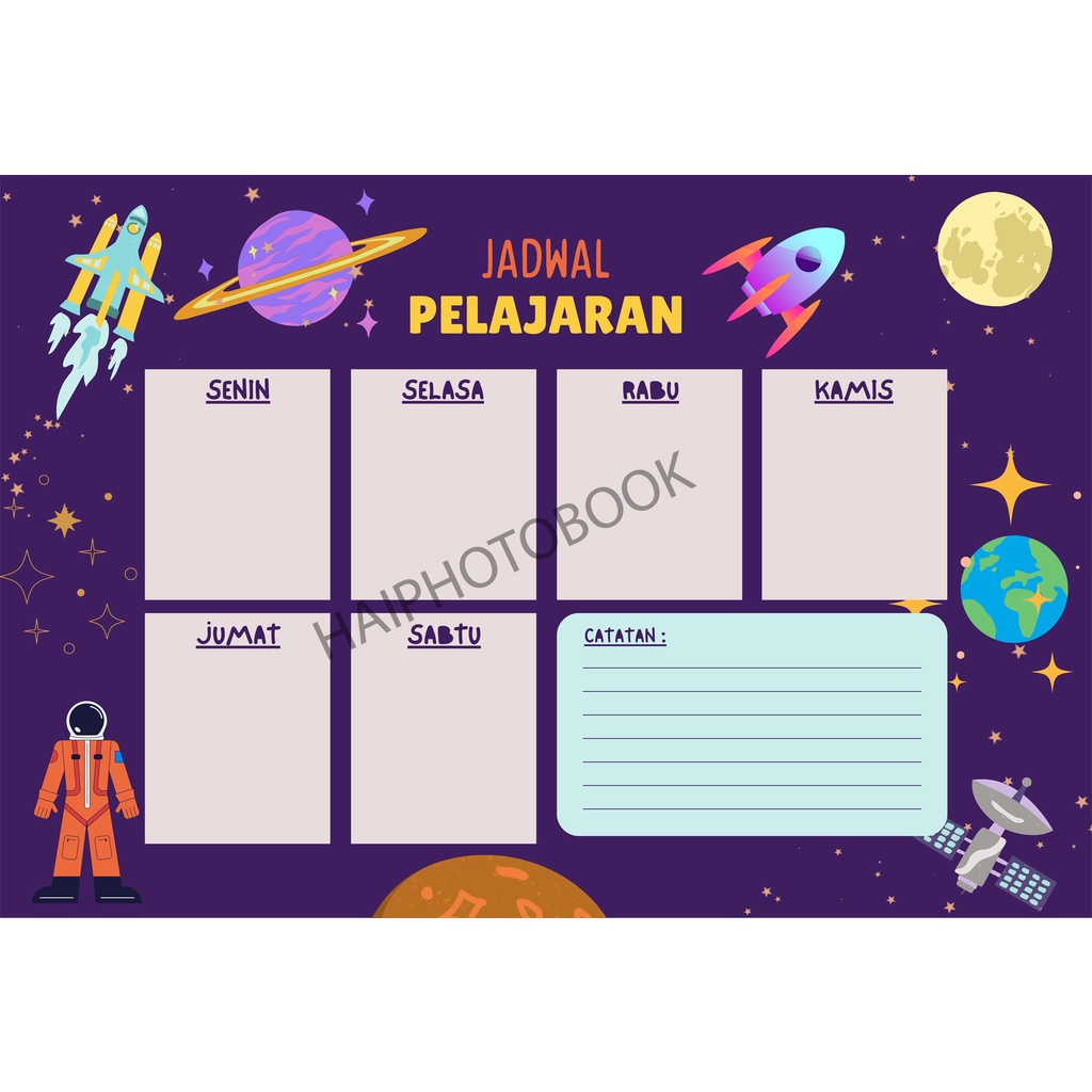 Jual JADWAL PELAJARAN ANAK / SCHOOL TIMETABLE / POSTER PELAJARAN / WiPE ...