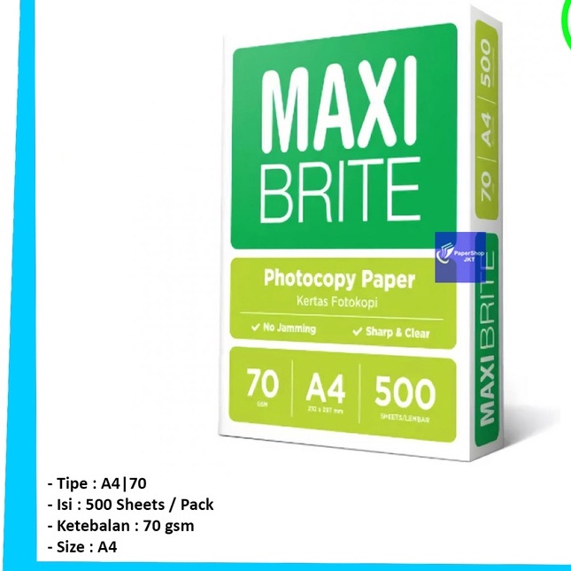 Jual KERTAS FOTO COPY MAXI BRITE A4 70GR 500 LEMBAR | Shopee Indonesia