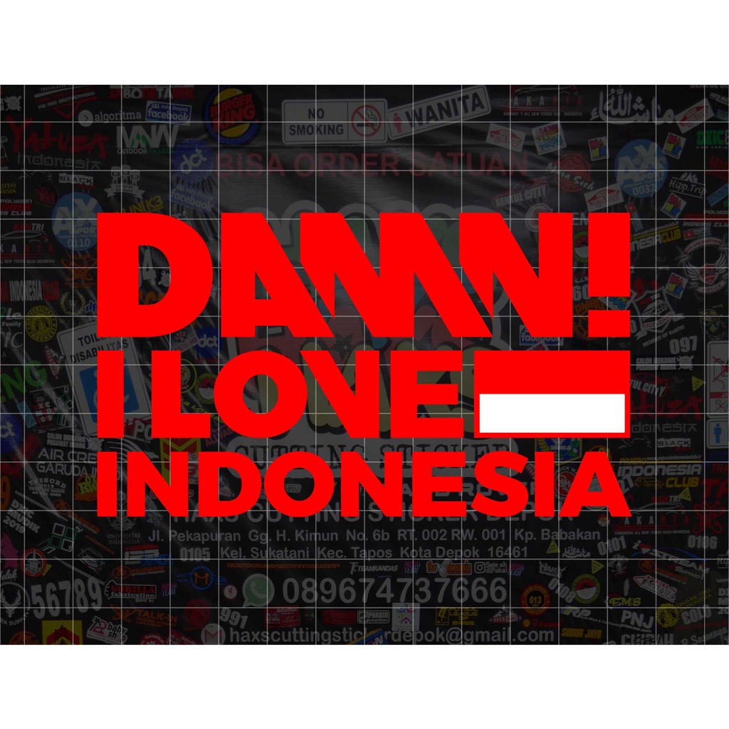 Jual Cutting Sticker DAMN I Love Indonesia New Logo Ukuran 11 Cm ...