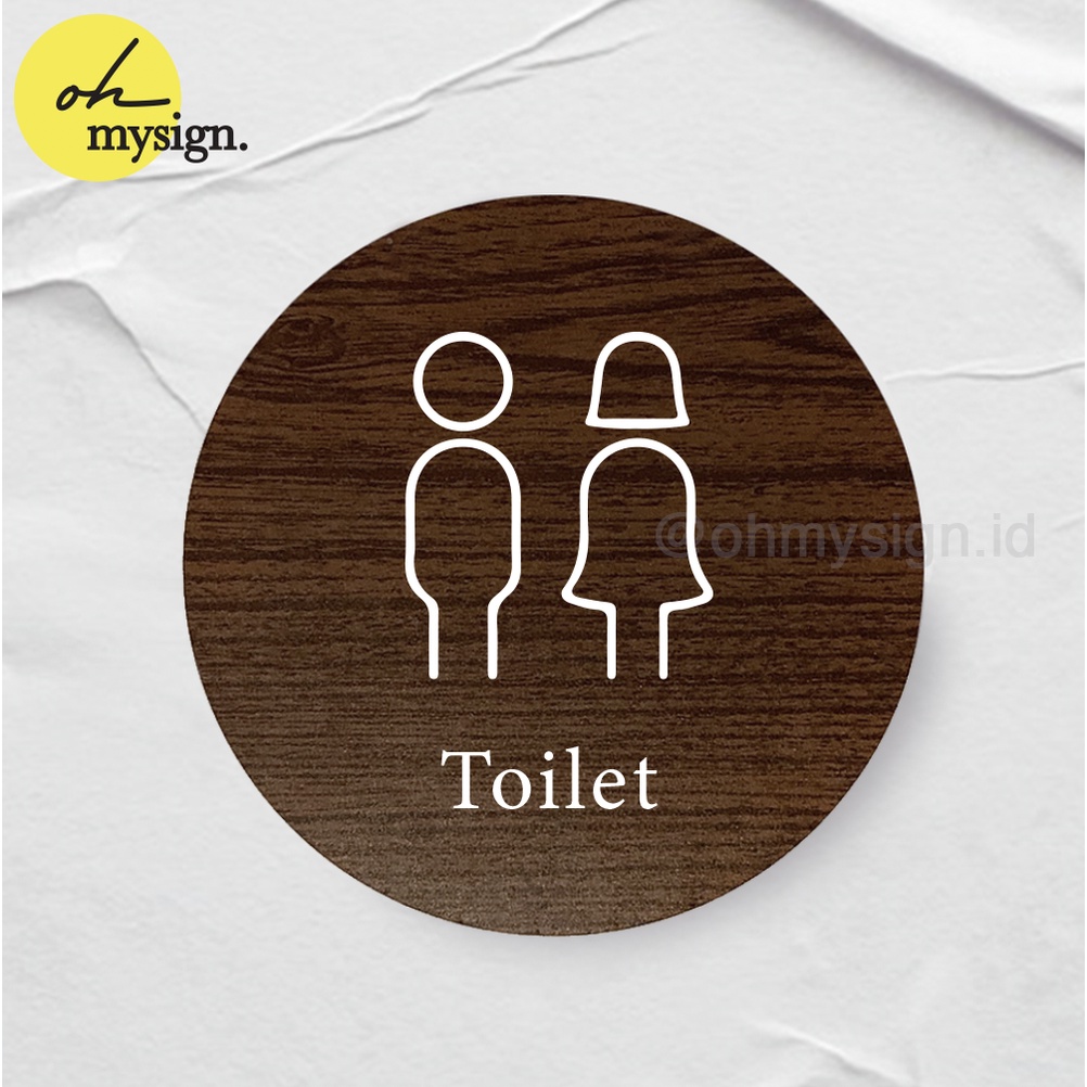 Jual Toilet Wc Restroom Sign Board Kayu Bulat Print Signage Label Nama