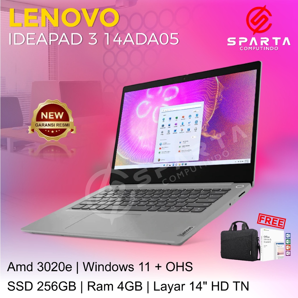 Jual Lenovo IdeaPad Slim 3 14ADA05 AMD 3020e 4GB 256GB SSD 14 Win11+OHS ...