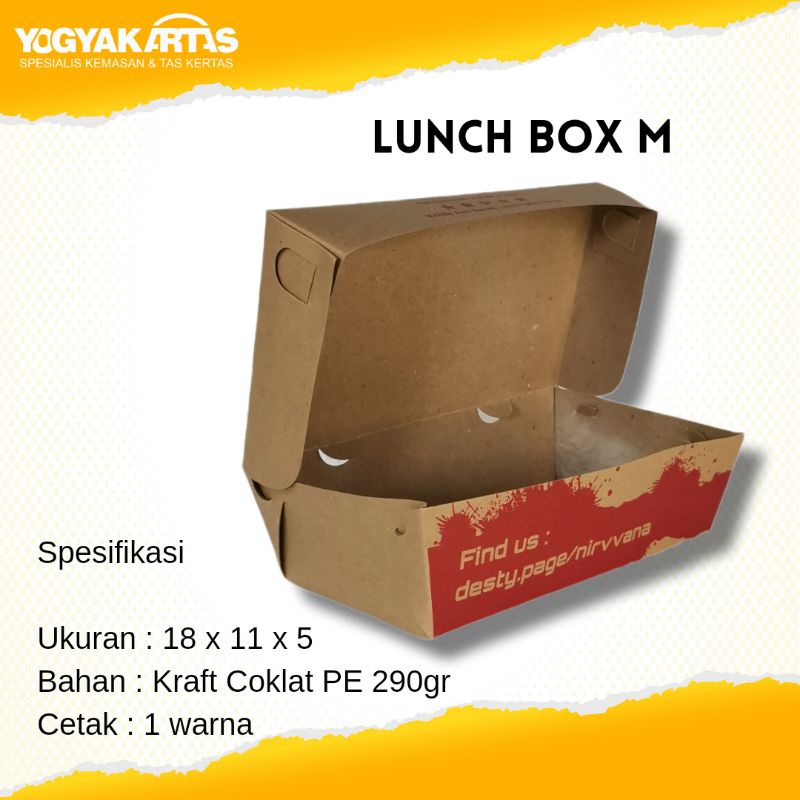 Jual Paper Lunch Box M Cetak Custom Box Coklat Lunch Box Coklat Lunch Box Kraft Coklat