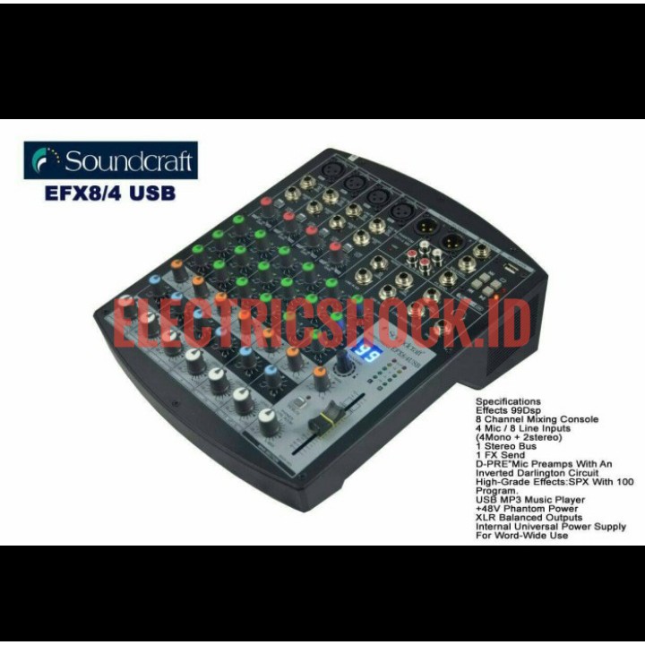 Jual MIXER SOUNDCRAFT EFX 8/4 USB 8 CHANNEL | Shopee Indonesia