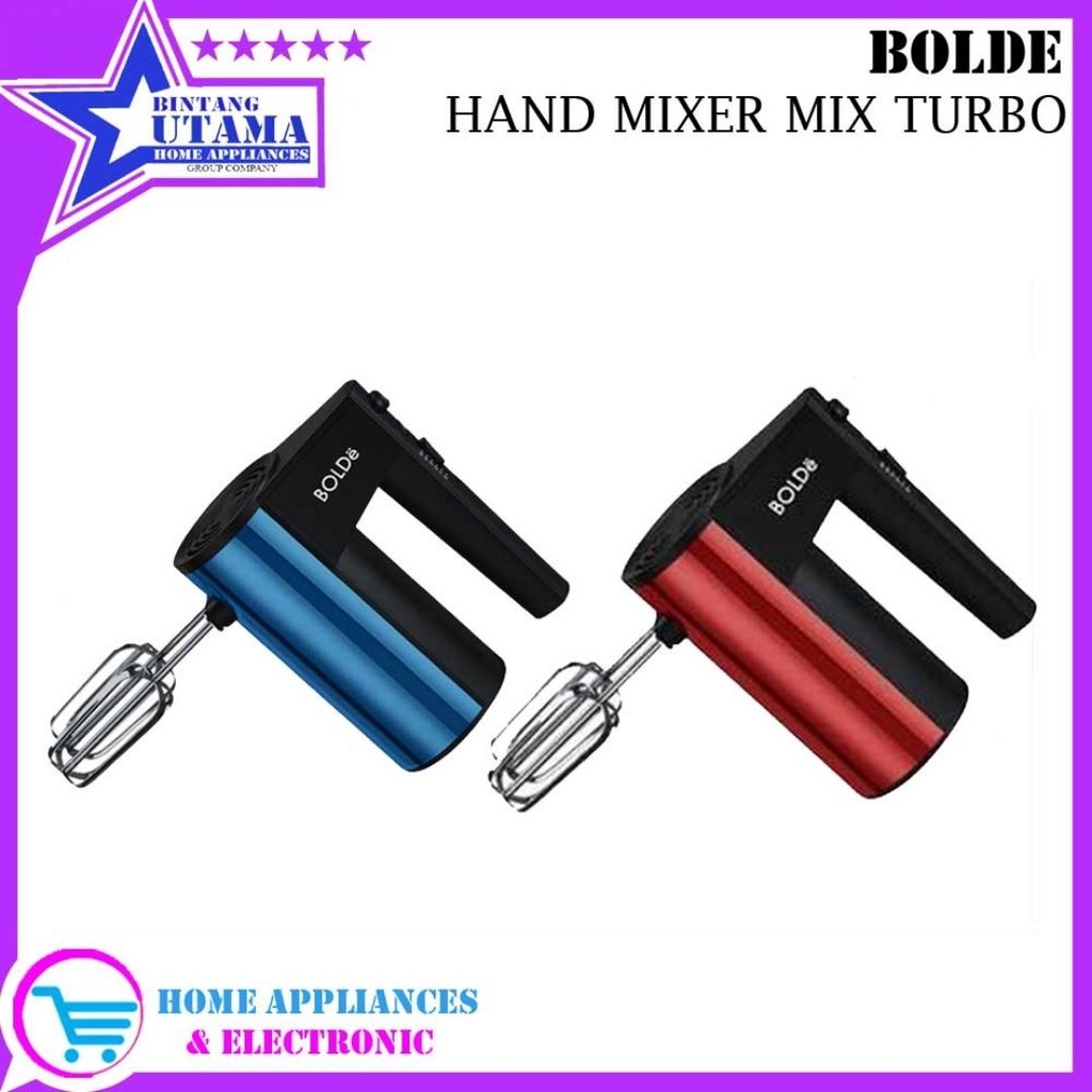 Jual (COD) BOLDE HAND MIXER SUPER MIX TURBO STAINLESS STEEL 5 KECEPATAN
