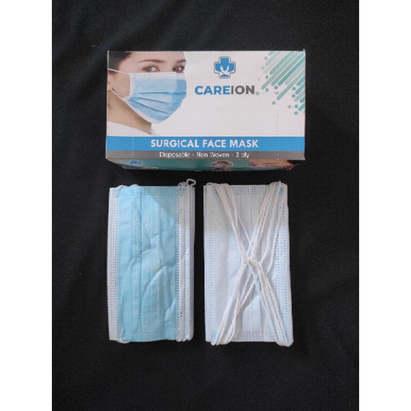 Jual Surgical Mask Headloop 1BOX 50pc Masker Medis 3ply 3lapis Hijab ...