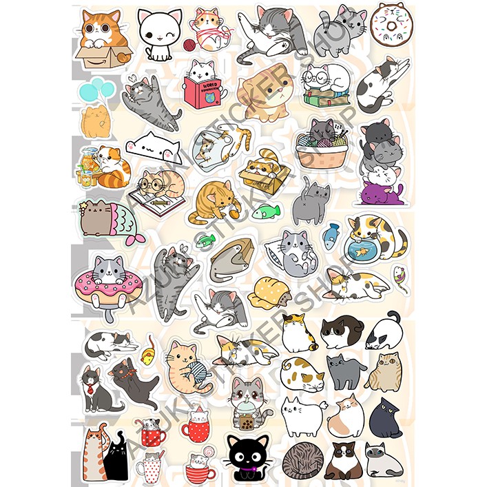 Jual STIKER KUCING LUCU isi 58 pcs | Shopee Indonesia