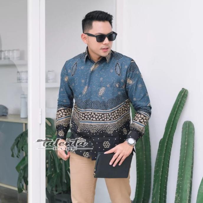 Jual SI710 NEW ARRIVA BAJU BATIK PRIA LENGAN PANJANG DOBBY BLUE ...