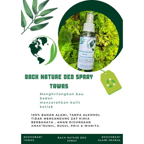 Jual Deodorant Tawas Herbal spray 60ml Back Nature Deo tanpa alkohol