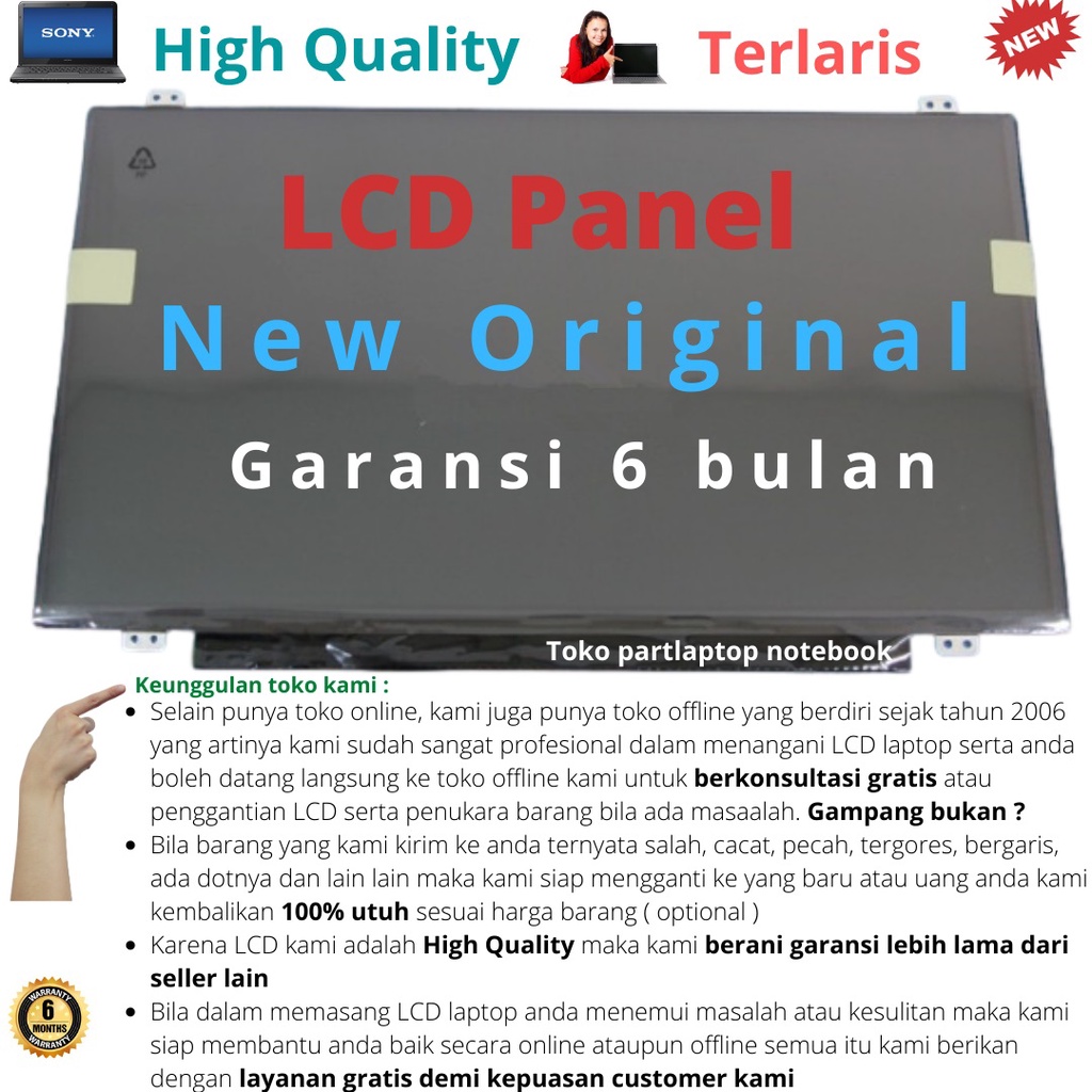 Dalle écran LCD 14" LED Pour Sony VAIO SVE141R11L - 1366x768, Connecteur 40 Pins - Neuf
