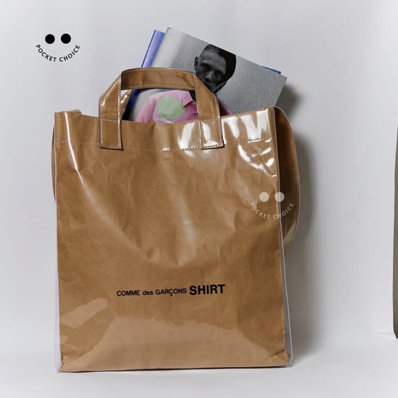 Comme des garcons shirt pvc kraft paper messenger tote bag hotsell