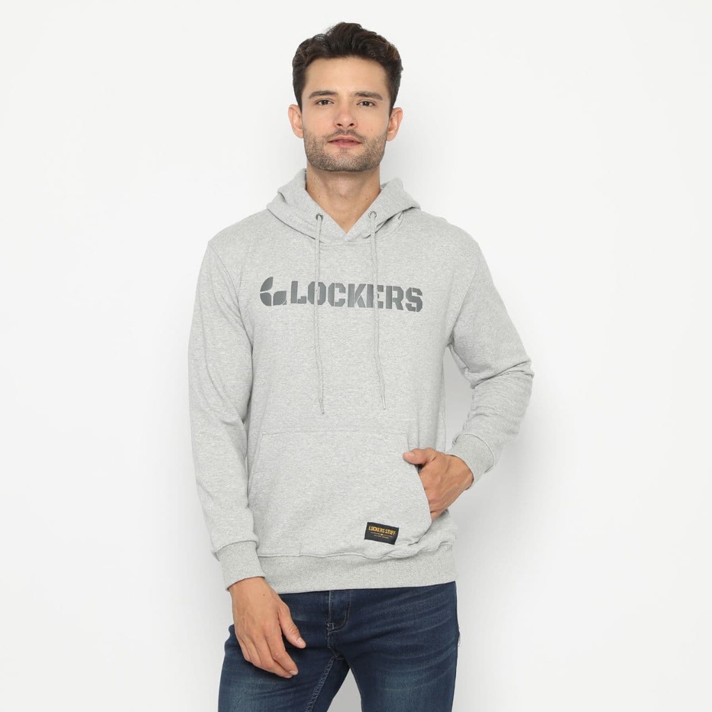 Jual Lockers Hoodie Basic Script Abu Pria Wanita | Hoodie Lengan ...