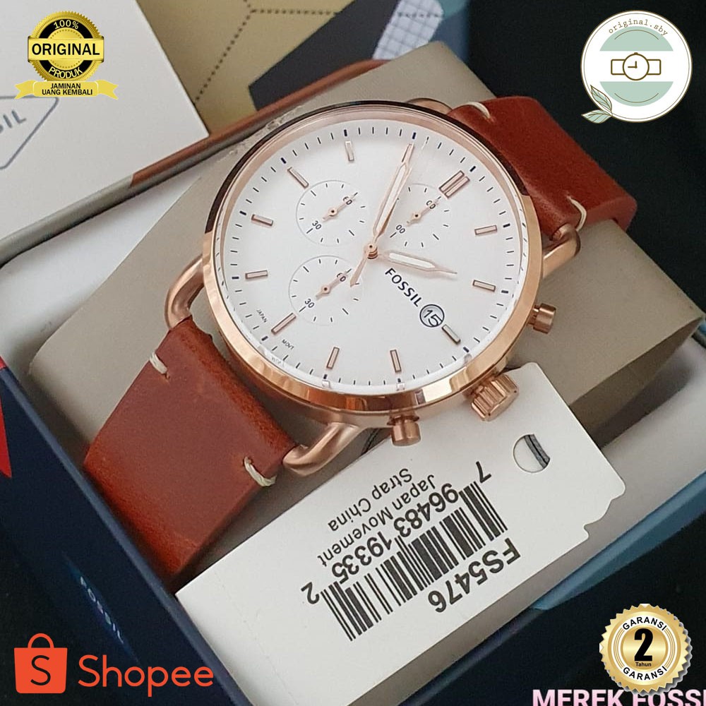 FOSSIL FS5476 JAM TANGAN PRIA FOSSIL ORI BATERAI STRAP LEATHER SIZE 42 MM