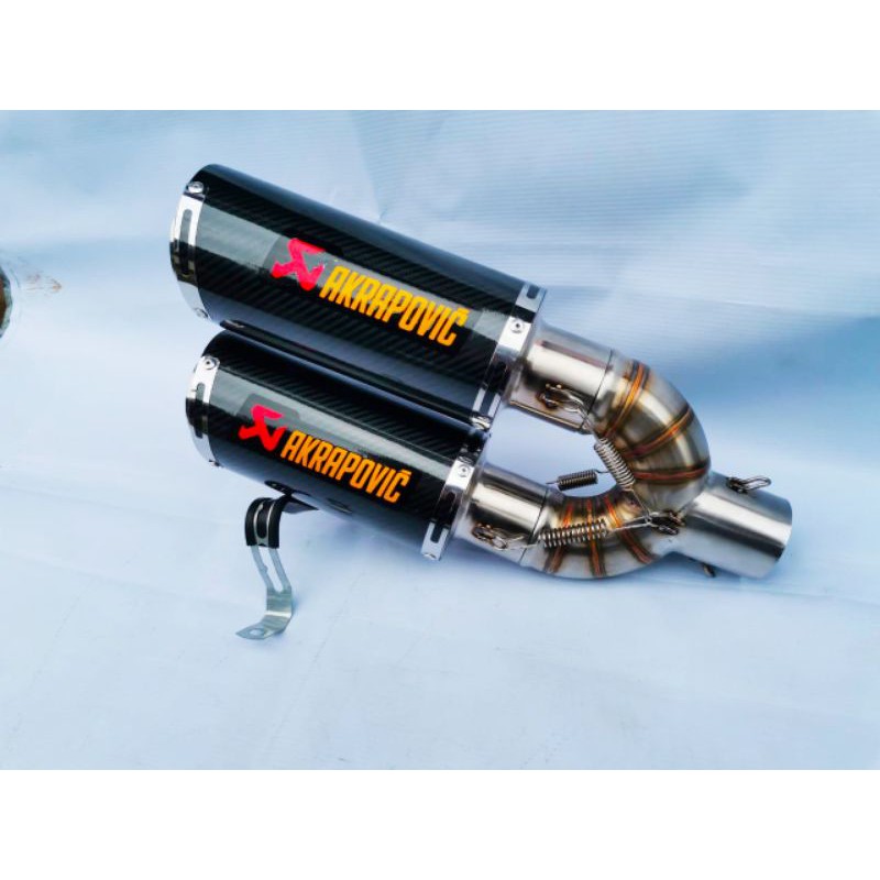 Jual Knalpot Akrapovic Carbon Doble Silincer Inlet Mm Knalpot Racing Universal Shopee Indonesia