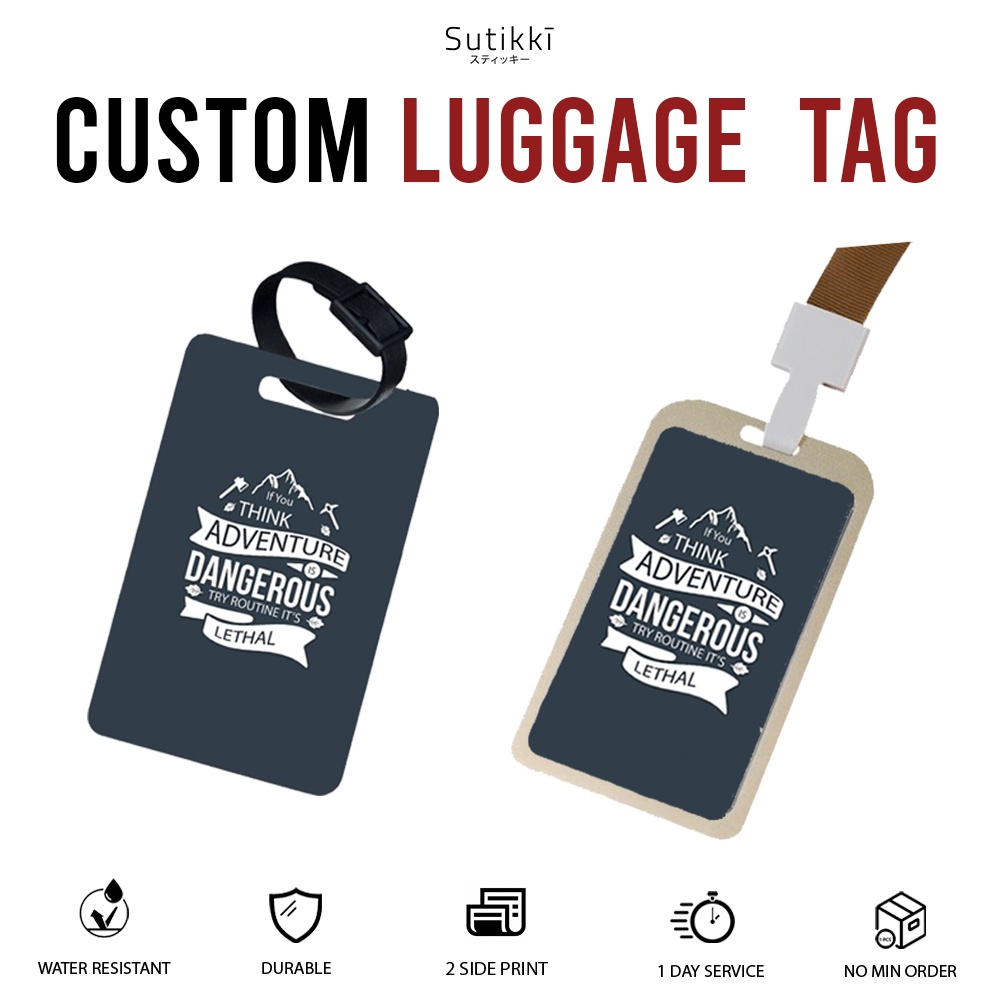 Jual Cetak Luggage Tag Custom Koper Print Tanda Pengenal Name Gantungan