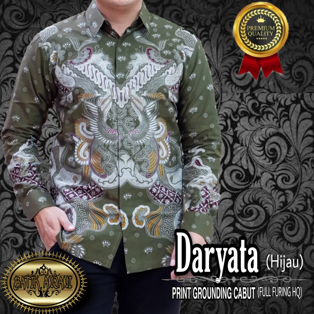 Jual DARYATA HIJAU ANJANI KEMEJA BAJU BATIK PRIA SOLO LENGAN PANJANG ...