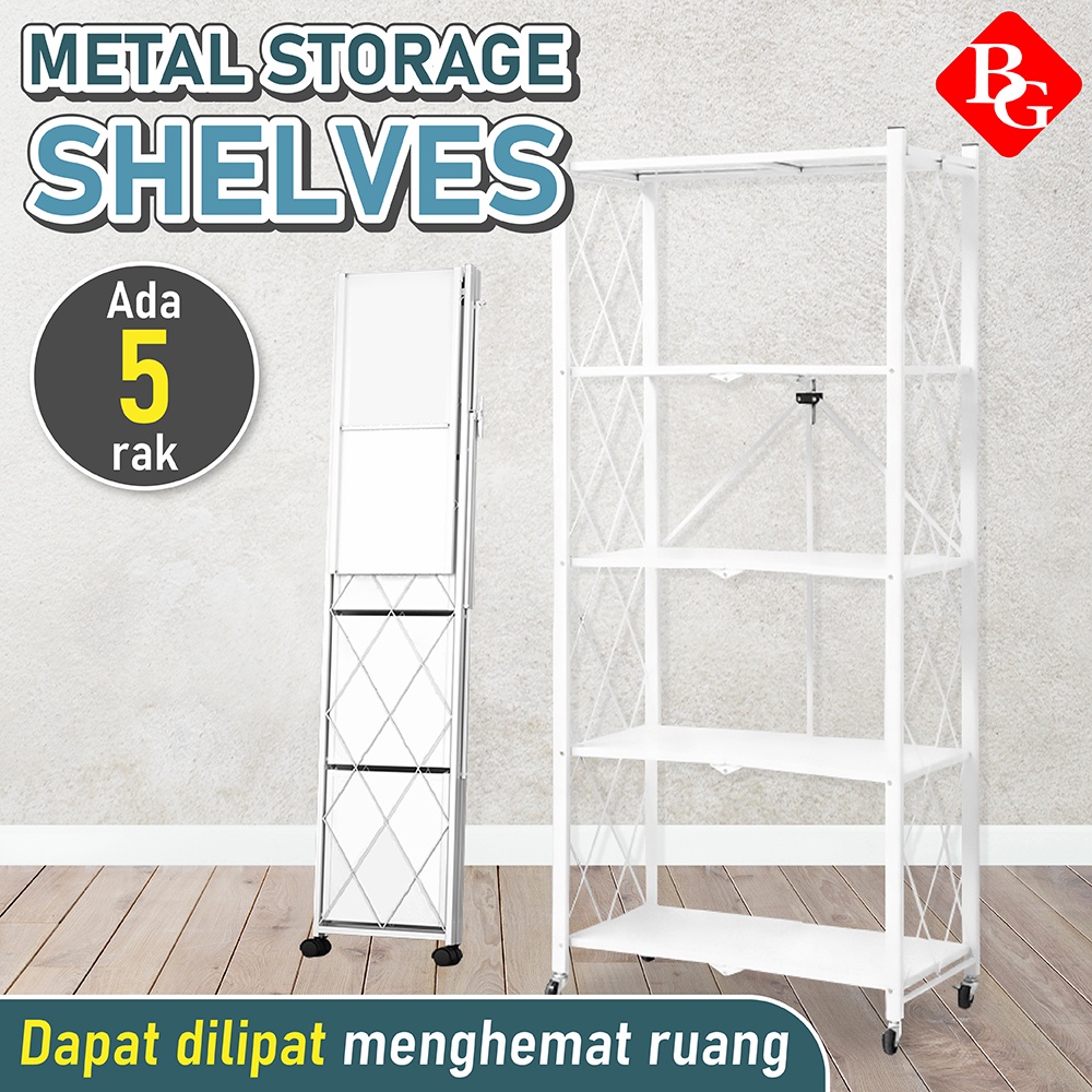 Jual BG SPORT Rak Penyimpanan Serbaguna Metal Storage 5 Tingkat Black ...
