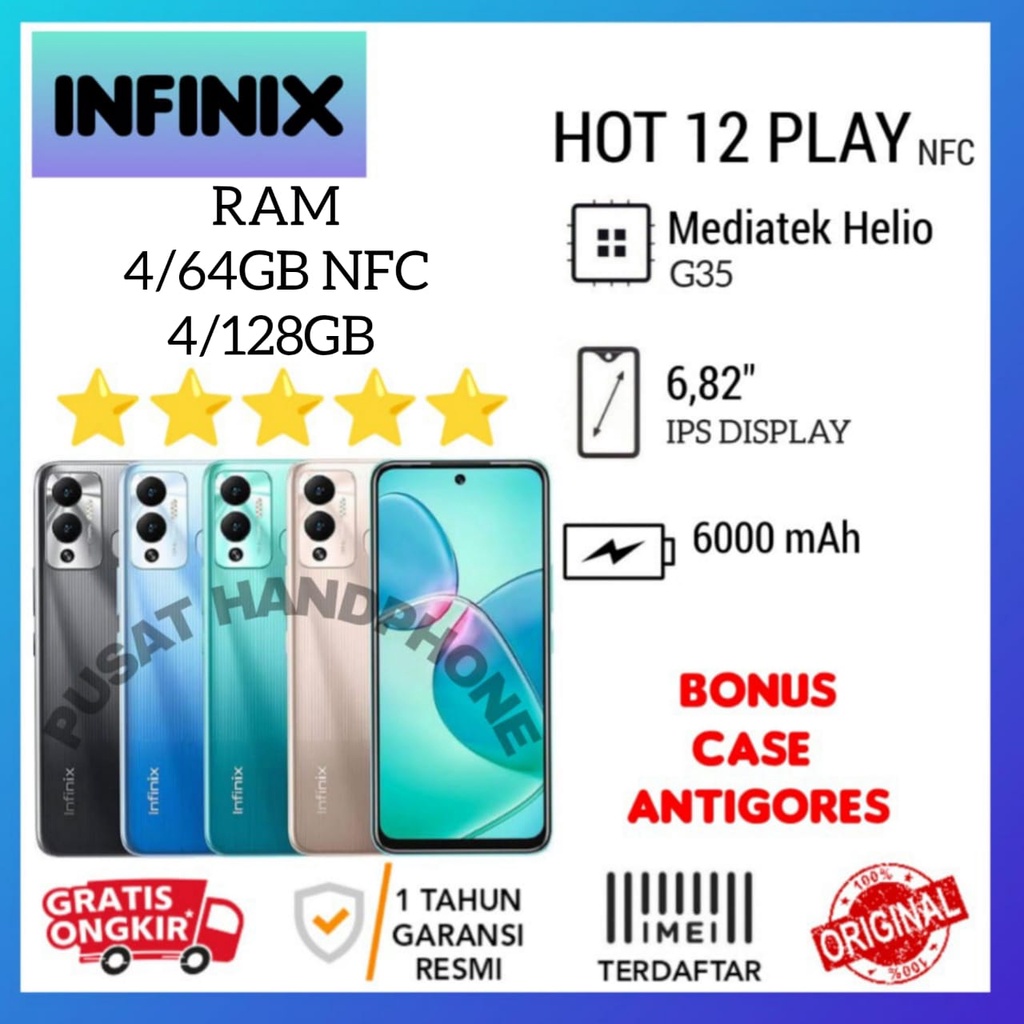 Jual Infinix Hot 12 Play 4128gb 4gb3gb 464gb Garansi Resmi Shopee Indonesia