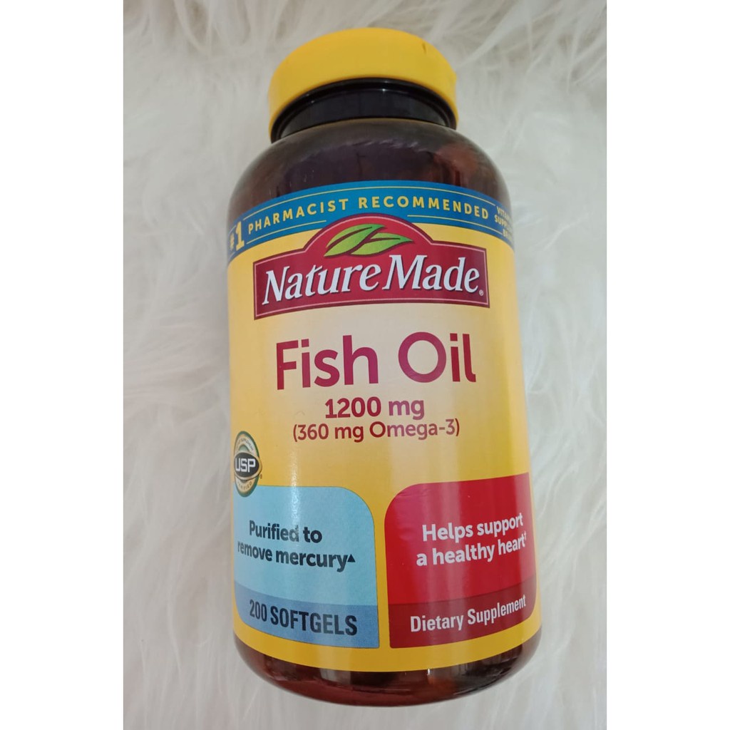 Jual Nature Made Fish Oil 200 Softgel 1200 MG Minyak Ikan 1200mg 360 ...