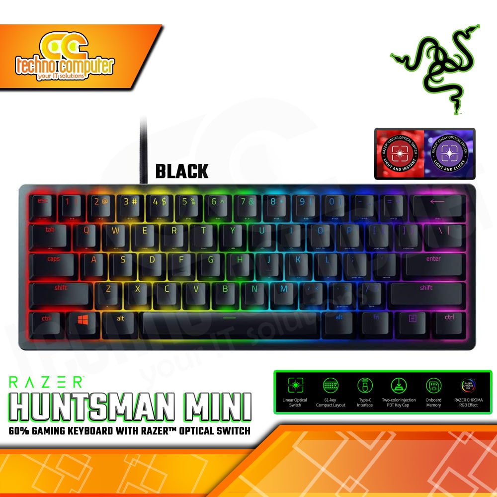 Jual RAZER Huntsman Mini 60% Black Wired Mechanical RGB Clicky Purple ...