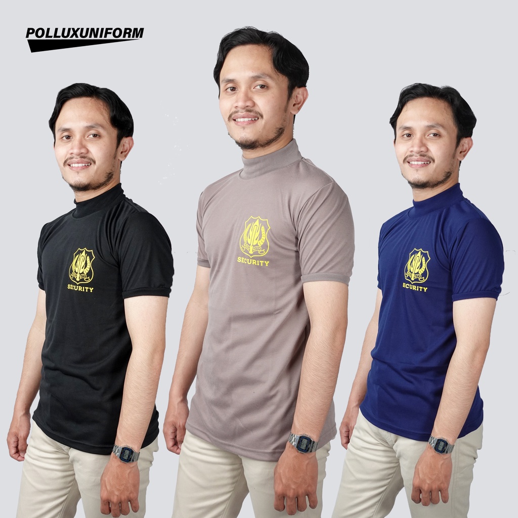 Jual Kaos Satpam Security Terbaru Lengan Pendek Warna Cream Putih Hitam