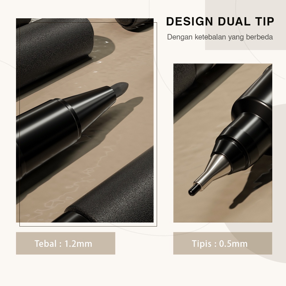 Deli Permanent Marker / Spidol Permanen Double Tip Dapat Menulis Disegala Permukaan 6823 (3)