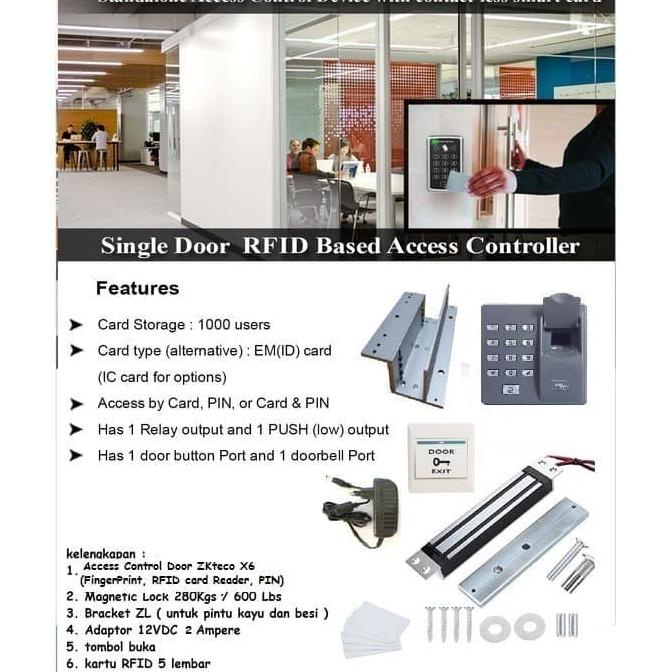 Jual PAKET ACCESS CONTROL PINTU ACCESS DOOR ZKTECO X6 SIAP PAKAI Shopee Indonesia