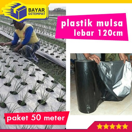 [Paket 50 Meter] Mulsa Plastik Hitam Perak Silver Lebar 120cm Tebal 0.35mm Tutup Tanaman Media Tanam