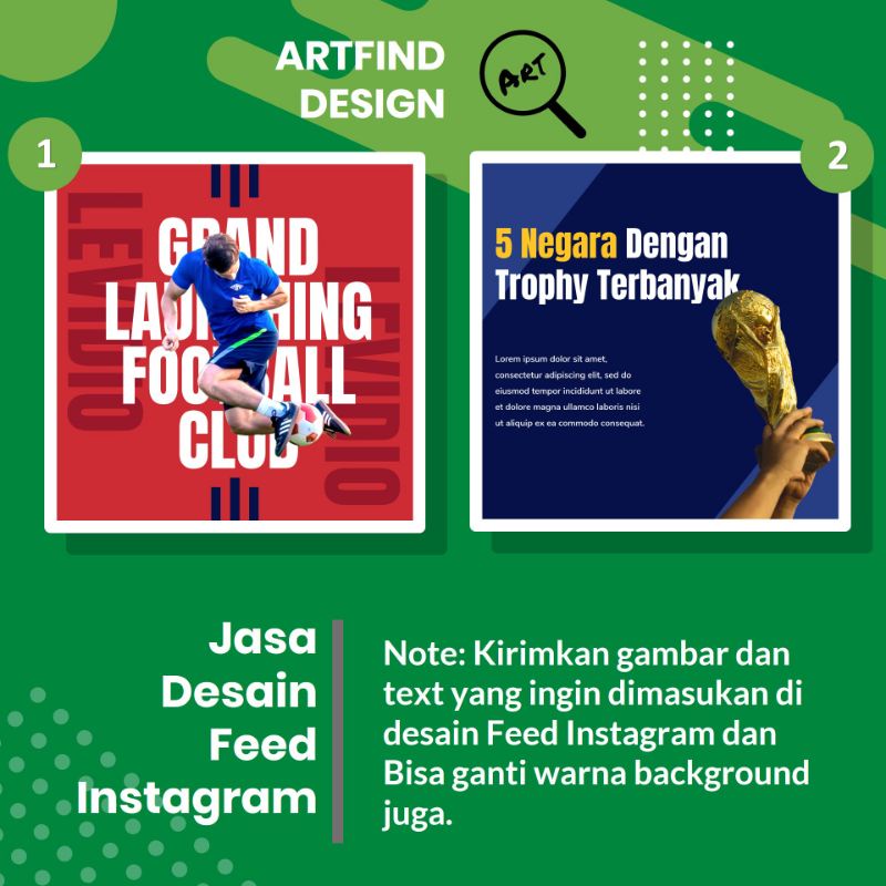 Jasa desain Post Konten Feed IG Instagram Satuan Murah Kekinian Tema Football Part 1