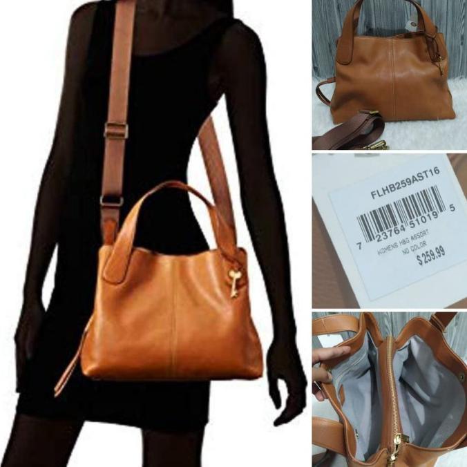 Jual tas wanita branded Fossil Maya Satchel Brown leather original