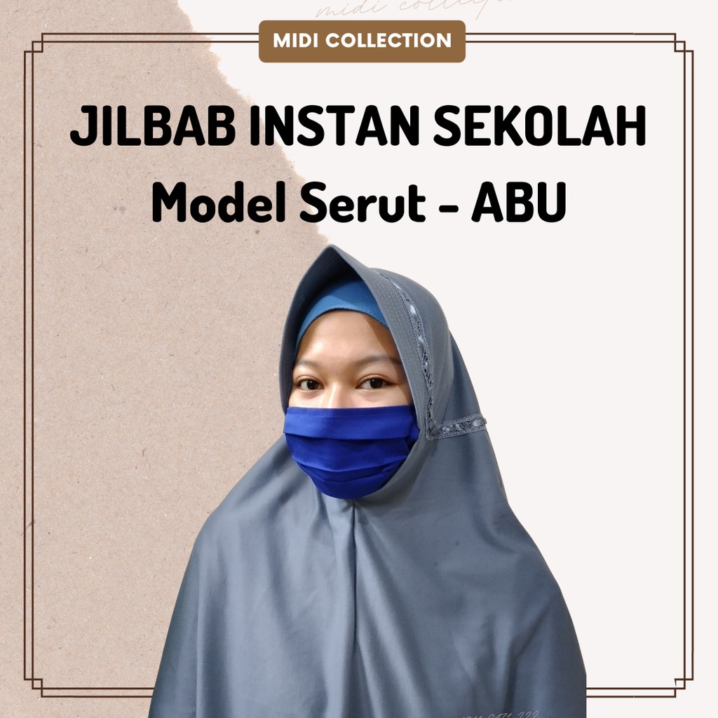 Jual JILBAB INSTAN SEKOLAH Model Serut Pita Warna Abu-Abu | Shopee ...