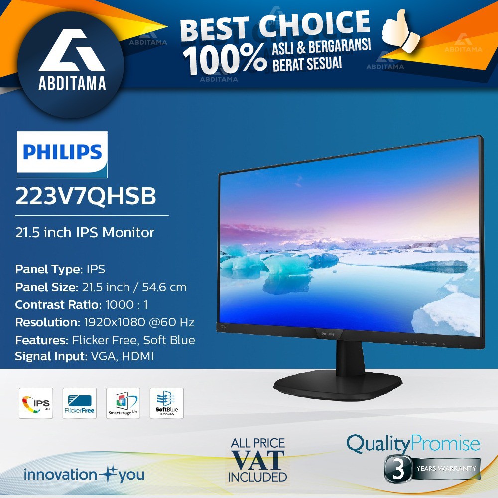 Jual Monitor Led Philips V X Ips Vga Hdmi Frameless