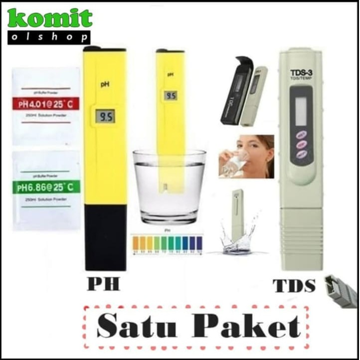 PAKET ALAT UKUR PH METER DAN TDS METER TESTER DIGITAL AQUARIUM DAN HIDROPONIK