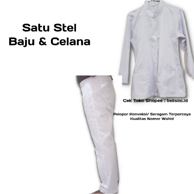 Jual Termurah Baju Perawat Putih/ Seragam Bidan/ Seragam Sekolah