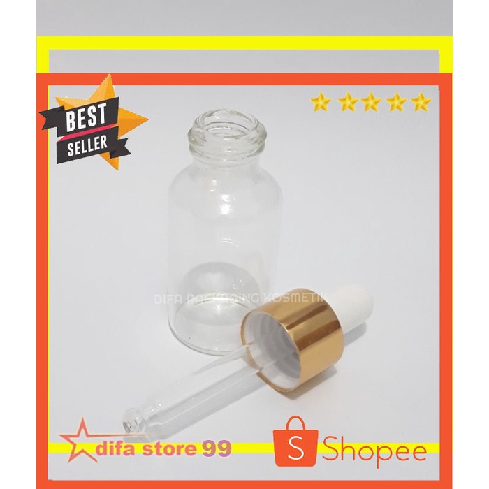 Jual Botol Pipet 20ml Kaca Bening Ring Emas [minimal 5pcs] ( Paket isi ...