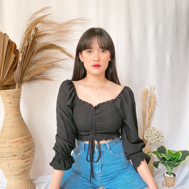 Korean crop top outfit best sale