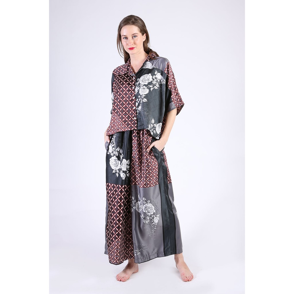 Jual BATIK KAMMI LONG PAJAMAS BLACK PJADM61004 Shopee Indonesia